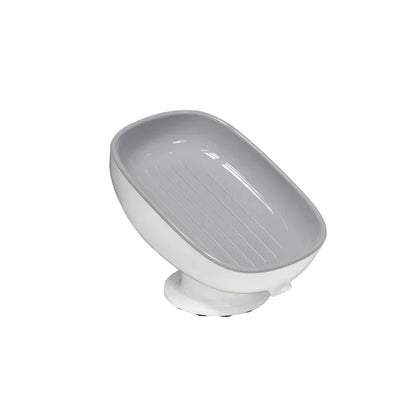 Porte-Savon Auto-Drainant avec Ventouse – Support Design Antidérapant pour Salle de Bain Gris