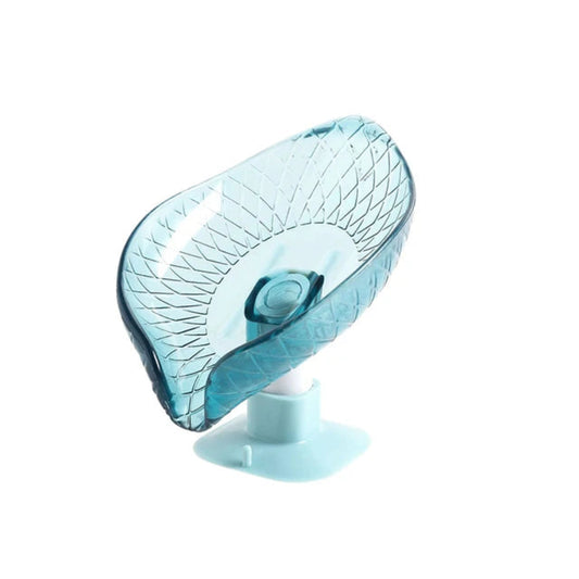 Porte-Savon Design Feuille avec Système de Drainage et Ventouse - Solution Murale pour Salle de Bain Bleu Transparent