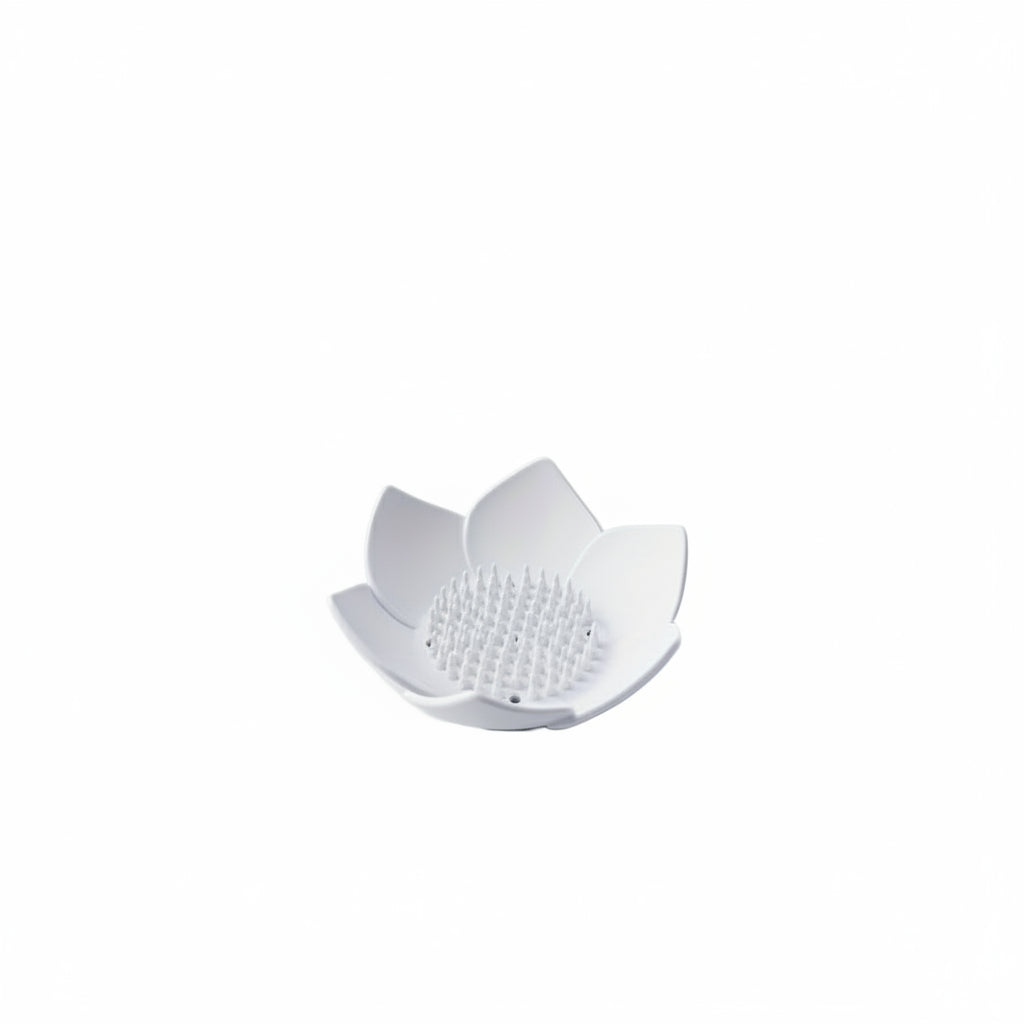Porte-Savon Design Lotus en Silicone avec Système de Drainage Intégré Blanc