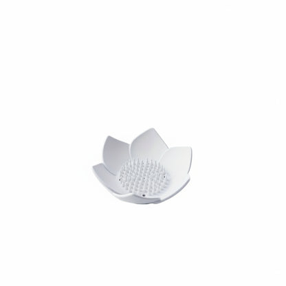Porte-Savon Design Lotus en Silicone avec Système de Drainage Intégré Blanc