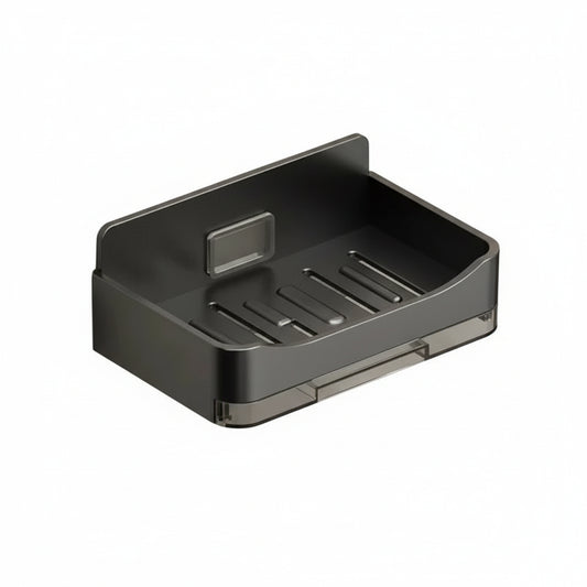 Porte-Savon Mural Double Drainage - Support Organisateur Sans Perçage pour Salle de Bain Noir