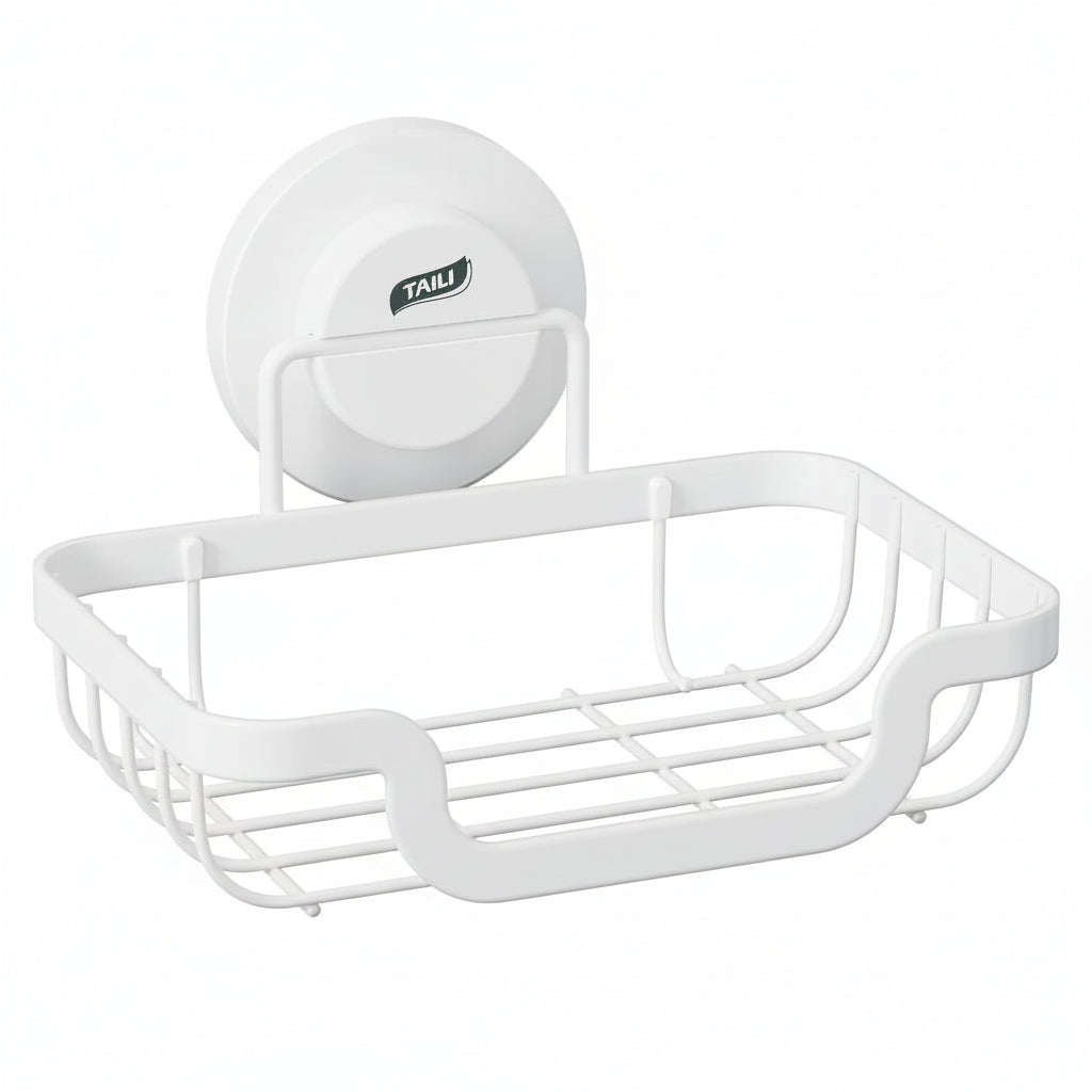 Porte-Savon Mural Drainant avec Ventouse - Rangement Salle de Bain & Cuisine Gris