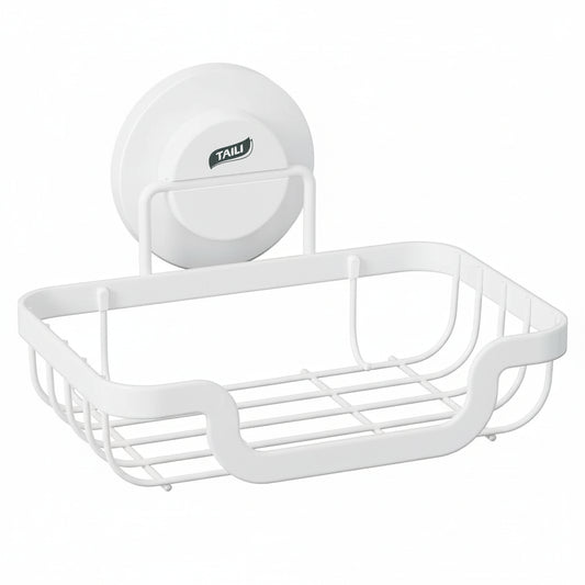 Porte-Savon Mural Drainant avec Ventouse - Rangement Salle de Bain & Cuisine Gris