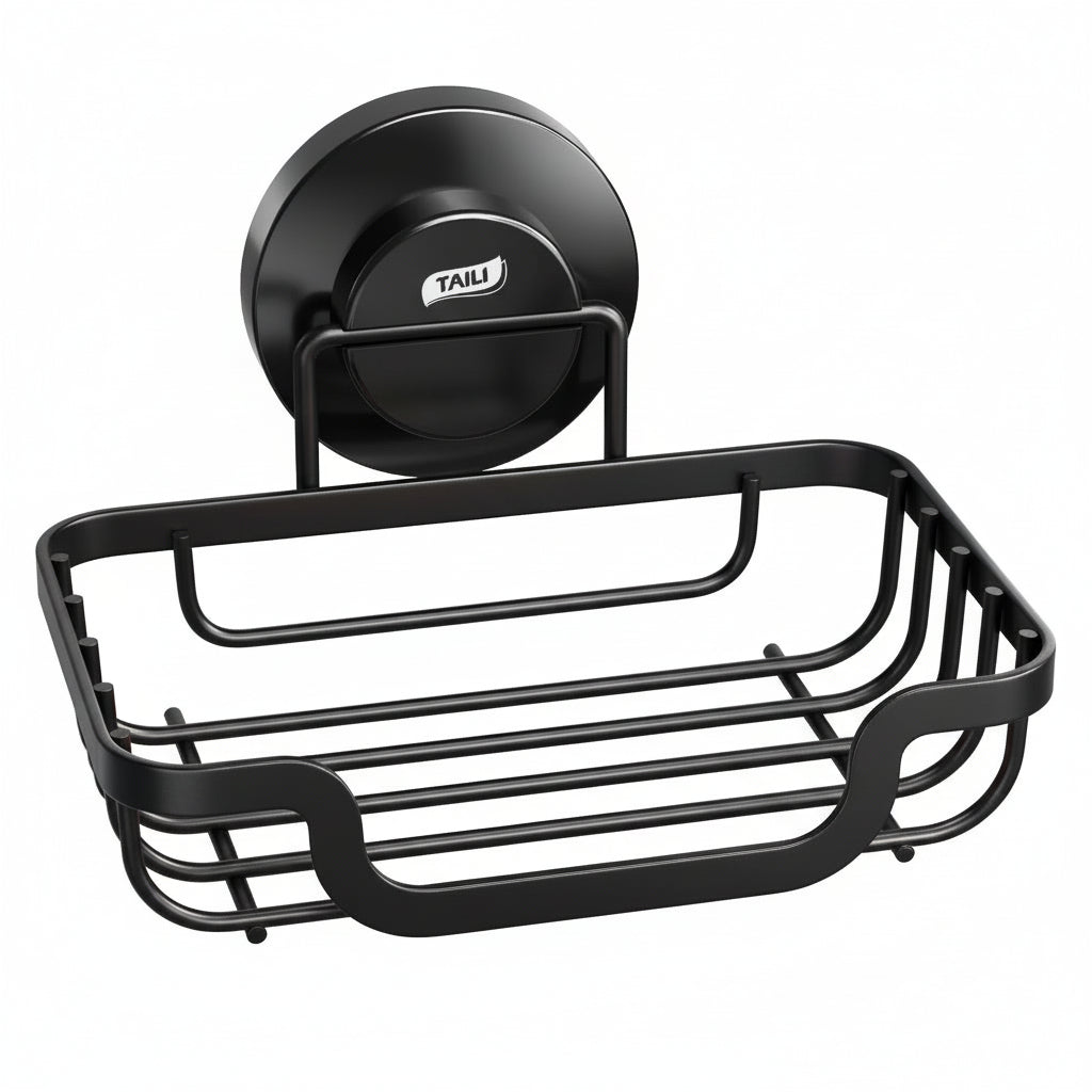 Porte-Savon_Mural_Drainant_avec_Ventouse_-_Rangement_Salle_de_Bain_Cuisine_Noir