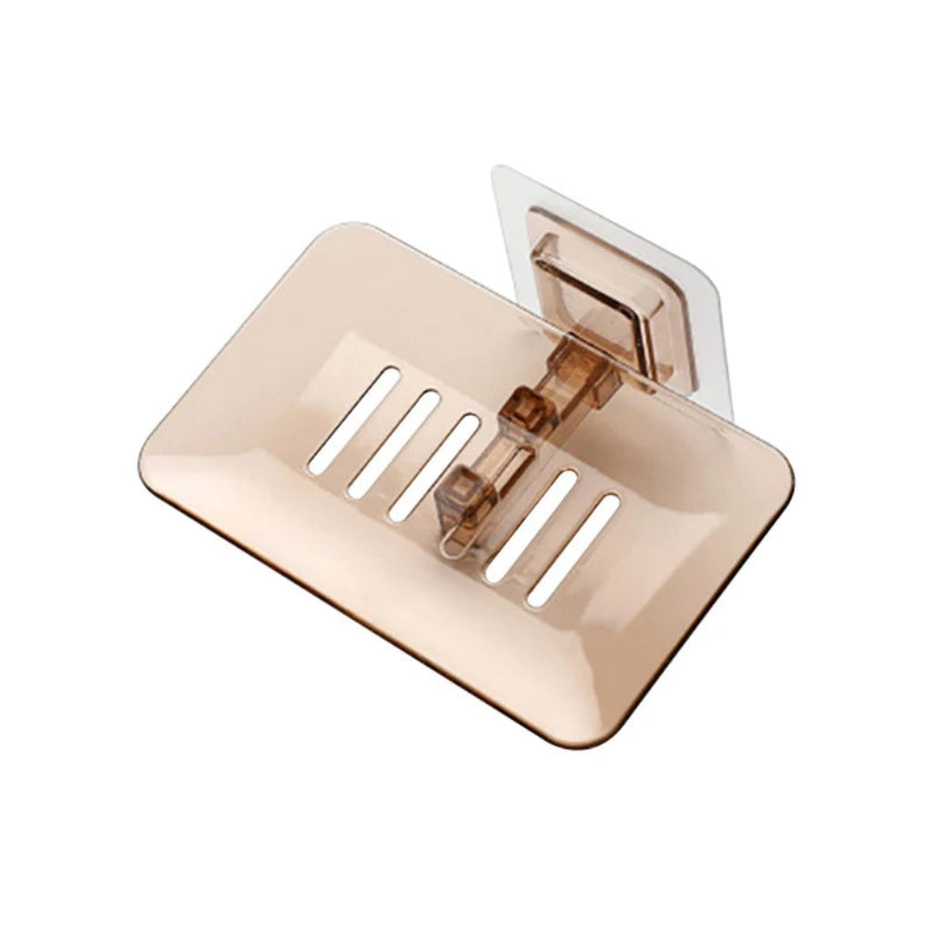 Porte-Savon Mural Transparent avec Drainage – Système Adhésif Sans Perçage  Marron