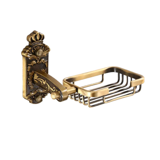 Porte-Savon Mural Vintage en Aluminium Finition Laiton Antique - Style Baroque