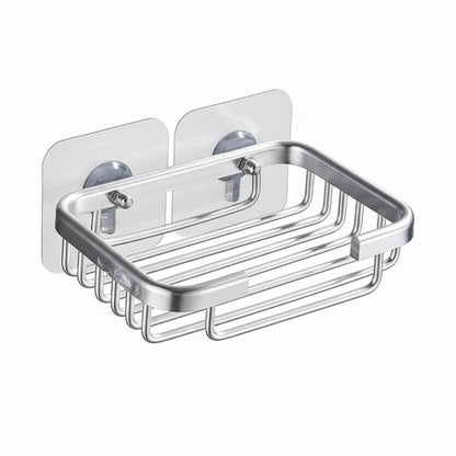 Porte-Savon Mural en Aluminium Sans Perçage - Support Adhésif Moderne pour Salle de Bain Argent