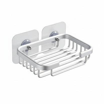 Porte-Savon Mural en Aluminium Sans Perçage - Support Adhésif Moderne pour Salle de Bain Argent Mat