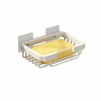 Porte-Savon Mural en Aluminium Sans Perçage - Support Adhésif Moderne pour Salle de Bain Blanc