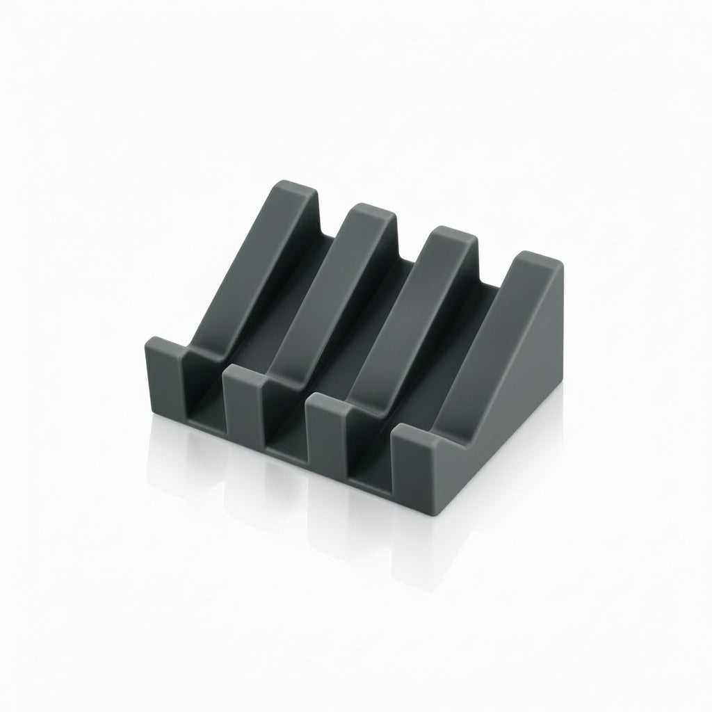 Porte-Savon en Silicone Auto-Drainant avec Design Cascade Gris