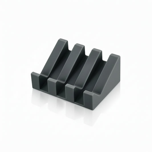 Porte-Savon en Silicone Auto-Drainant avec Design Cascade Gris