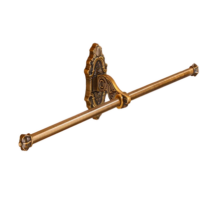 Porte-Serviettes Mural Double Barre en Aluminium Finition Laiton Antique avec Crochets - Style Rétro Élégant