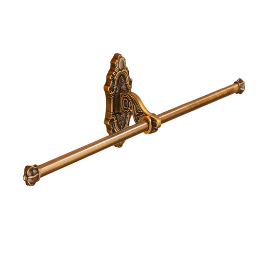 Porte-Serviettes Mural Double Barre en Aluminium Finition Laiton Antique avec Crochets - Style Rétro Élégant