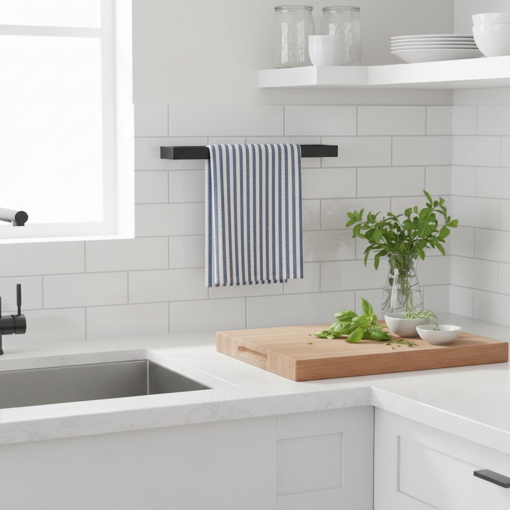 Porte-Serviettes Mural en Acier Inoxydable 304 – Barre Design Noir Mat Cuisine