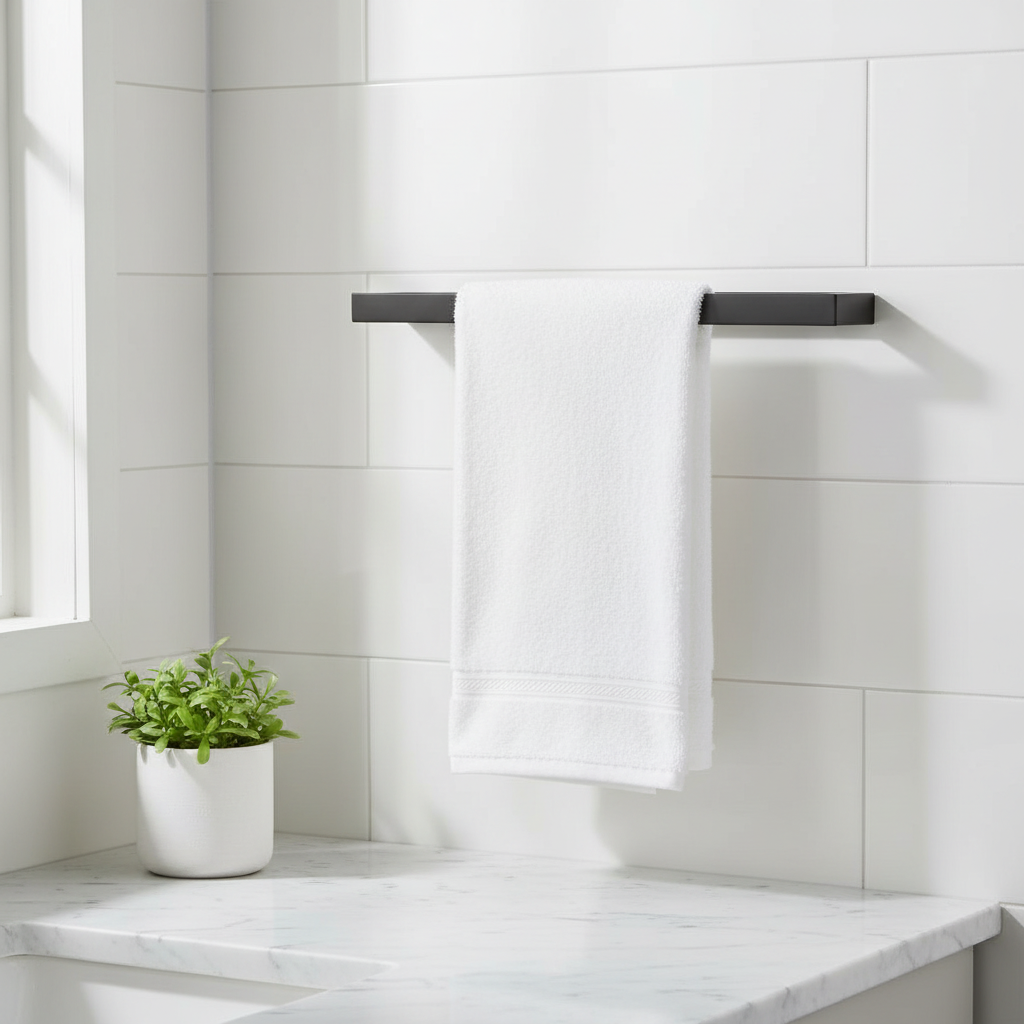 Porte-Serviettes Mural en Acier Inoxydable 304 – Barre Design Noir Mat Salle de Bain