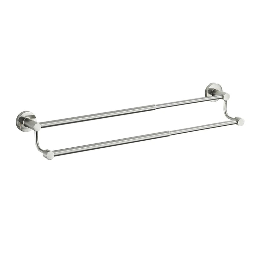 Porte-Serviettes Rétractable Double Barre - Design Moderne en Aluminium avec Fixation Murale Nickel Brossé