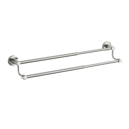 Porte-Serviettes Rétractable Double Barre - Design Moderne en Aluminium avec Fixation Murale Nickel Brossé