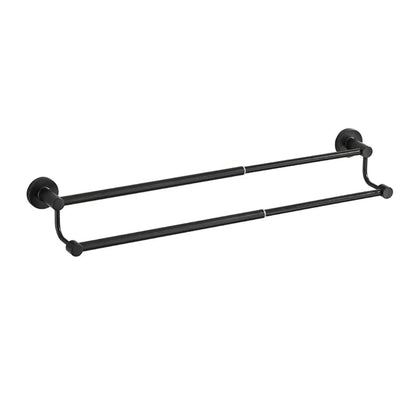 Porte-Serviettes Rétractable Double Barre - Design Moderne en Aluminium avec Fixation Murale Noir