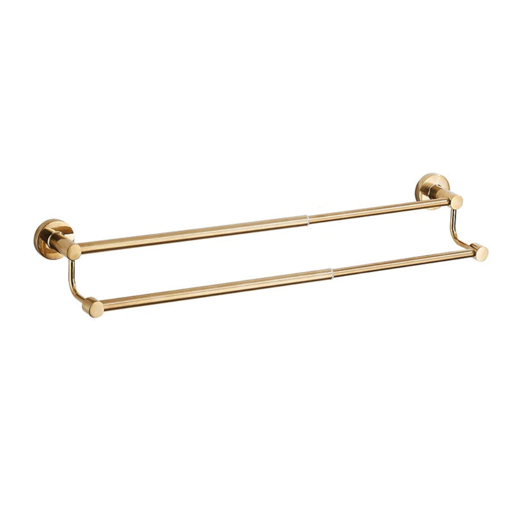 Porte-Serviettes Rétractable Double Barre - Design Moderne en Aluminium avec Fixation Murale Or