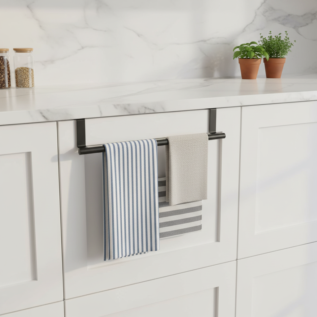 Porte-Serviettes Suspendu Pour Porte - Organisateur de Rangement Sans Perçage en Acier Inoxydable cuisine