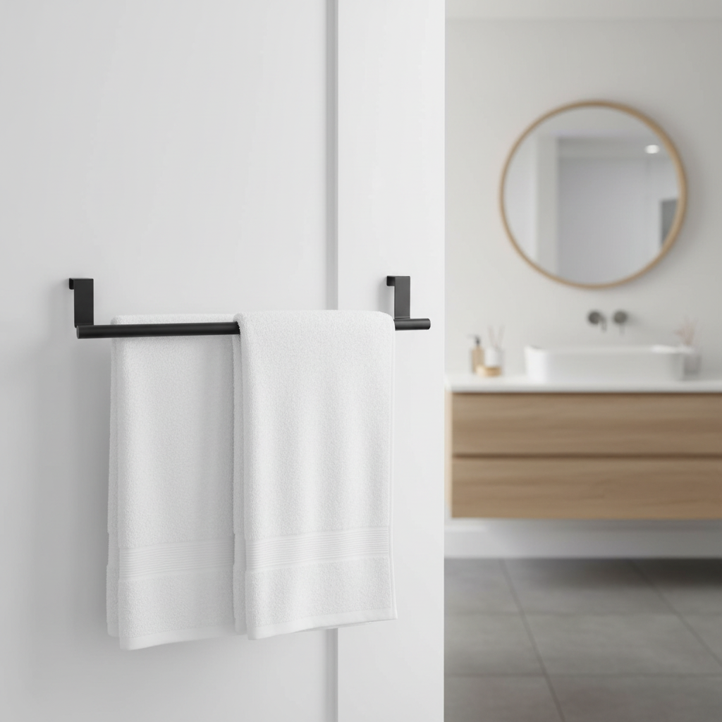 Porte-Serviettes Suspendu Pour Porte - Organisateur de Rangement Sans Perçage en Acier Inoxydable salle de bain