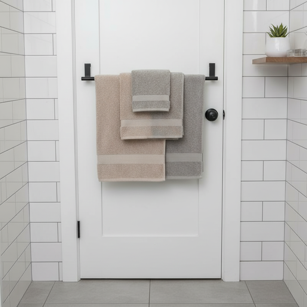 Porte-Serviettes Suspendu Pour Porte - Organisateur de Rangement Sans Perçage en Acier Inoxydable salle de bain porte