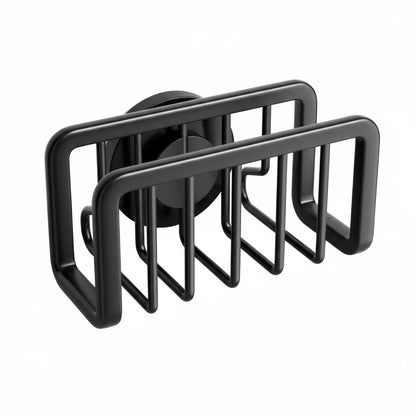 Porte-Éponge Premium à Ventouse pour Évier - Support de Rangement Cuisine en Acier Inoxydable Noir