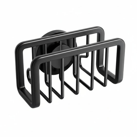 Porte-Éponge Premium à Ventouse pour Évier - Support de Rangement Cuisine en Acier Inoxydable Noir
