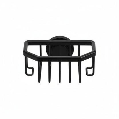 Porte-Éponge Évier en Aluminium avec Ventouse - Support de Rangement Amovible Antirouille Noir