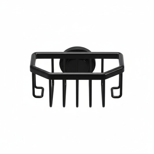 Porte-Éponge Évier en Aluminium avec Ventouse - Support de Rangement Amovible Antirouille Noir