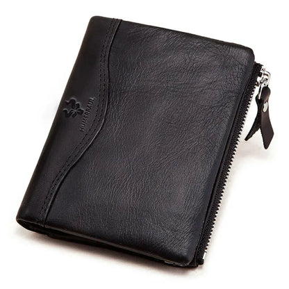 Portefeuille Femme Compact Cuir Véritable RFID Noir – Sécurité & Organisation Élégante