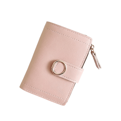 Portefeuille Femme Compact Rose – Fermeture Anneau Métallique, Élégant & Pratique