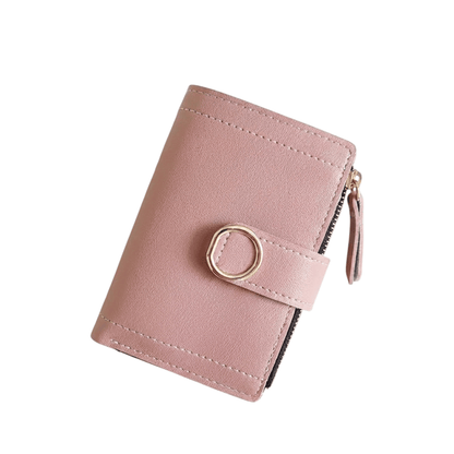 Portefeuille Femme Compact Rose Foncé – Fermeture Anneau Métallique, Élégant & Pratique