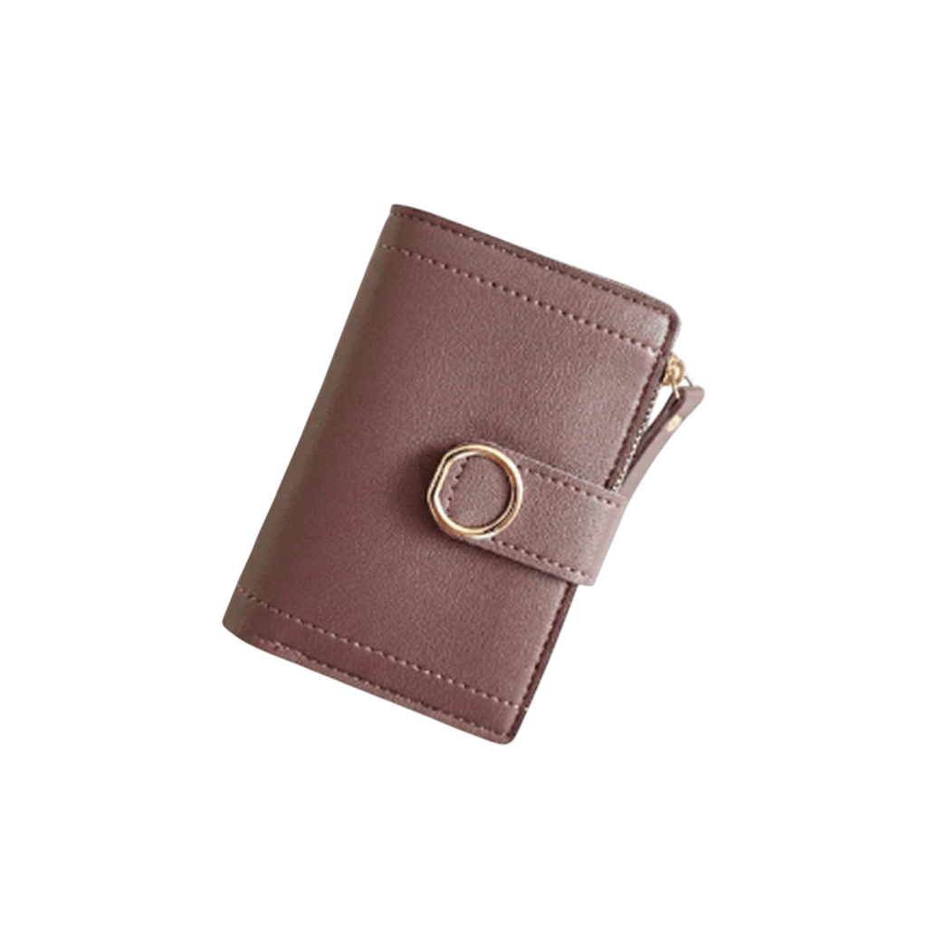Portefeuille Femme Compact Vieux Rose – Fermeture Anneau Métallique, Élégant & Pratique