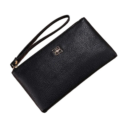 Portefeuille Femme Long Noir à Fermeture Zippée, Multi-Compartiments pour Cartes et Billets