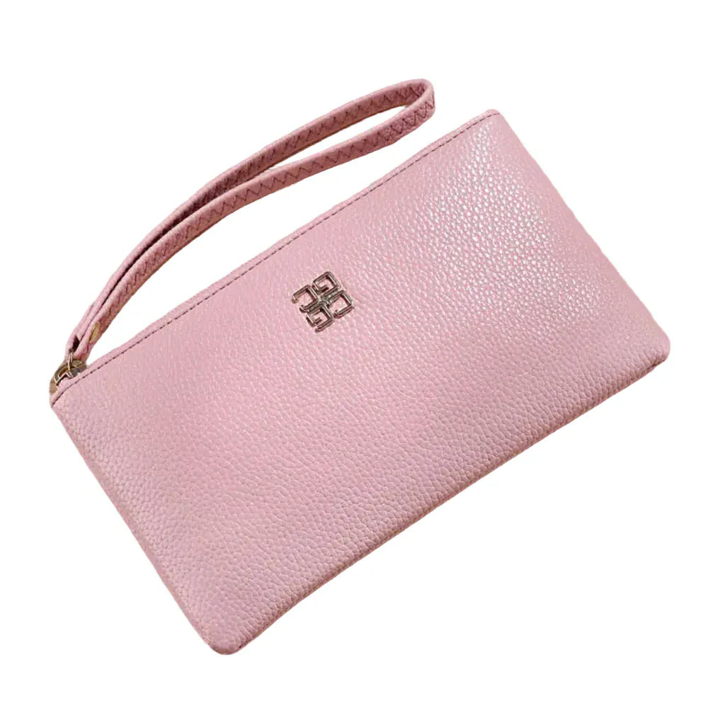 Portefeuille Femme Long Rose à Fermeture Zippée, Multi-Compartiments pour Cartes et Billets