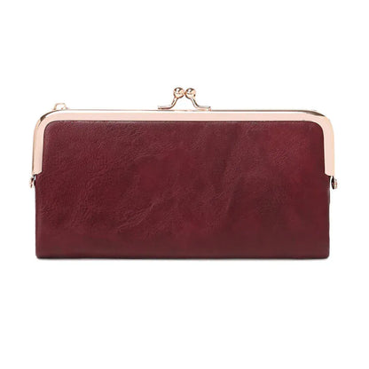 Portefeuille Femme Long Vintage Violet – Organisateur Multifonction à Fermoir Clip Rétro