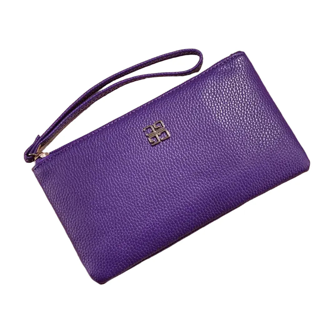 Portefeuille Femme Long Violet à Fermeture Zippée, Multi-Compartiments pour Cartes et Billets