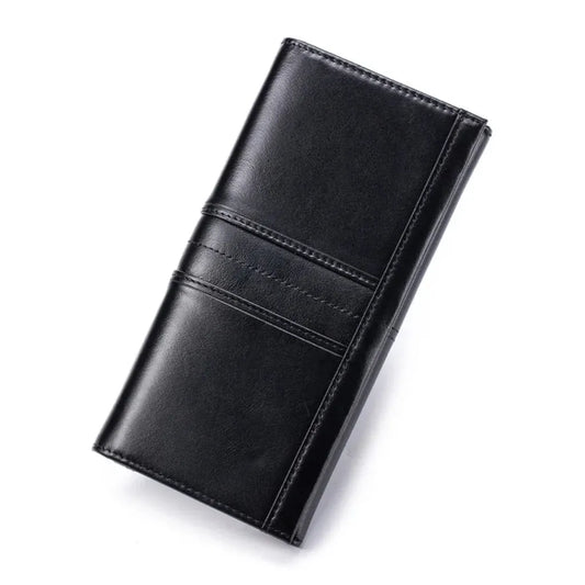 Portefeuille Femme Long en Cuir Véritable Noir – Multifonction & Élégance Intemporelle