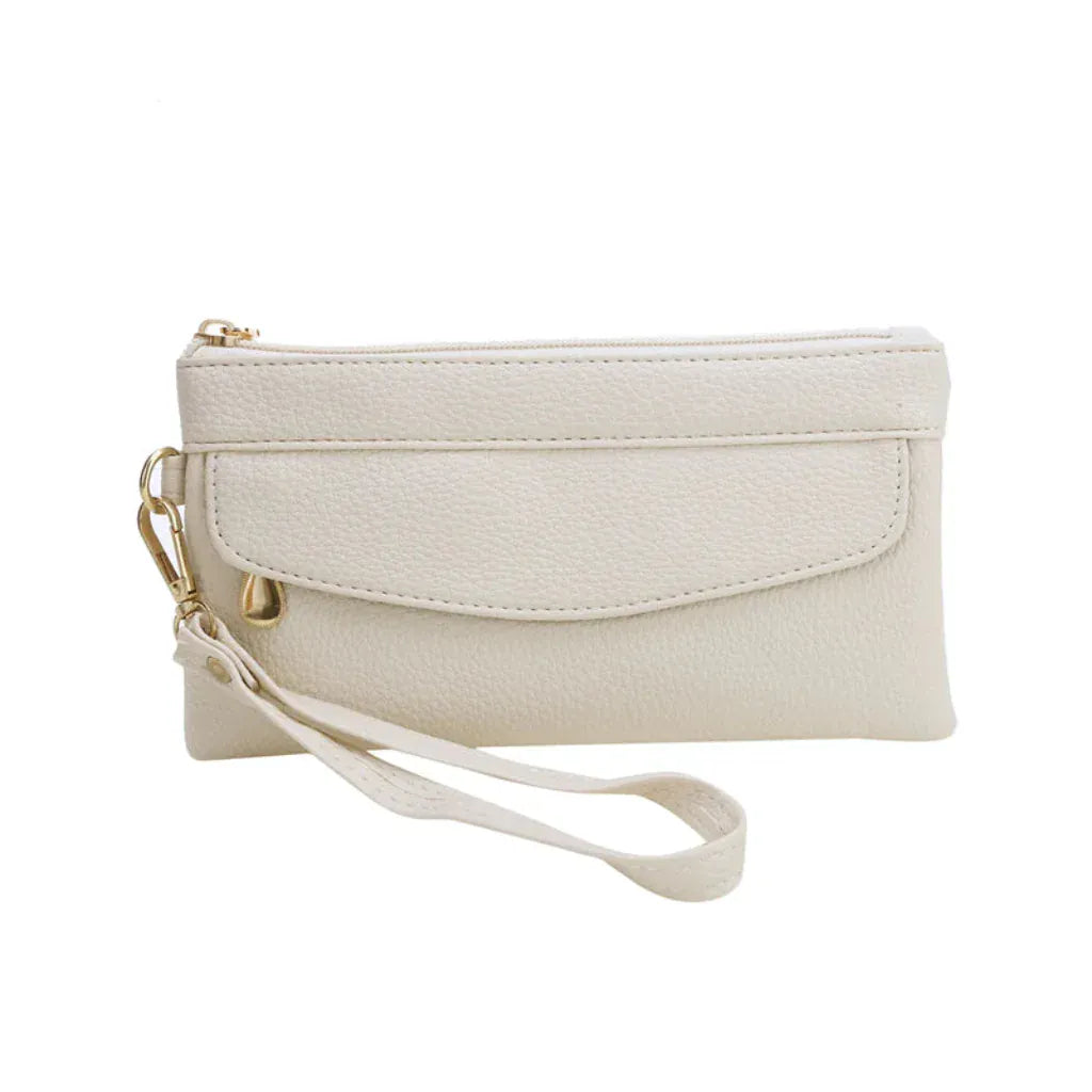 Portefeuille Femme Long en Similicuir Blanc – Pochette Grande Capacité & Organisation