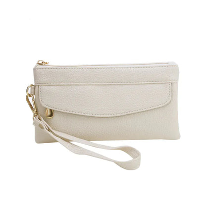 Portefeuille Femme Long en Similicuir Blanc – Pochette Grande Capacité & Organisation