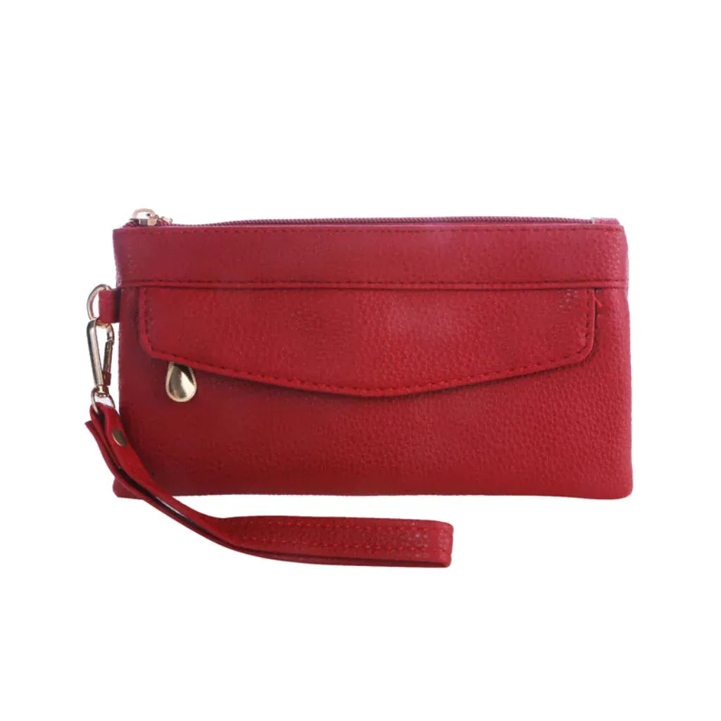 Portefeuille Femme Long en Similicuir Rouge – Pochette Grande Capacité & Organisation