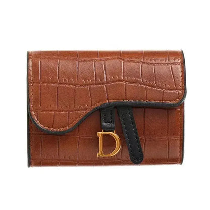 Portefeuille Femme Porte-Cartes Compact PU Effet Crocodile Marron – Design Élégant & Pratique
