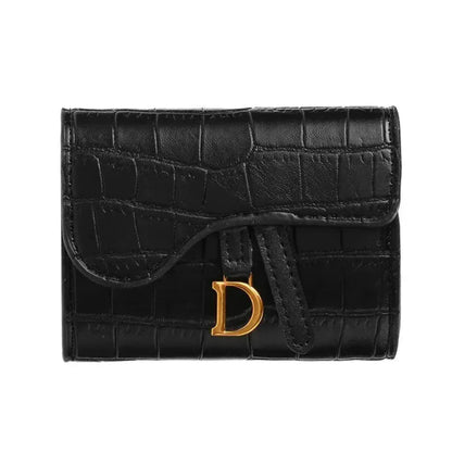 Portefeuille Femme Porte-Cartes Compact PU Effet Crocodile Noir – Design Élégant & Pratique