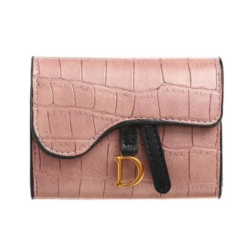 Portefeuille Femme Porte-Cartes Compact PU Effet Crocodile Rose – Design Élégant & Pratique