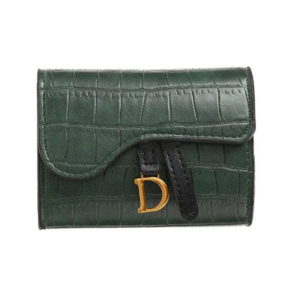 Portefeuille Femme Porte-Cartes Compact PU Effet Crocodile Vert – Design Élégant & Pratique