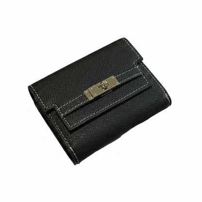 Portefeuille Femme en Cuir Véritable Noir – Compact, Multifonction, Grande Capacité & Élégant