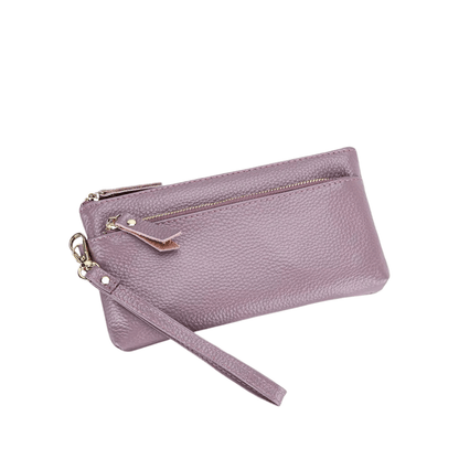Portefeuille Femme en Cuir Véritable Violet – Pochette Compacte avec Dragonne & Élégance Quotidienne