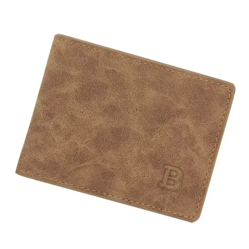 Portefeuille Homme Compact en Cuir Synthétique Marron avec Compartiment Zippé