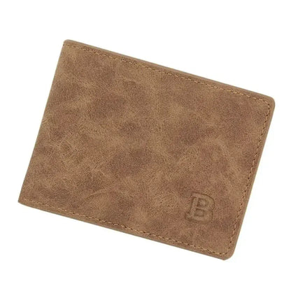 Portefeuille Homme Compact en Cuir Synthétique Marron avec Compartiment Zippé